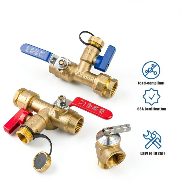 Janhemei 3/4 Inch Water Heater Valve Kit Brass Lead-1