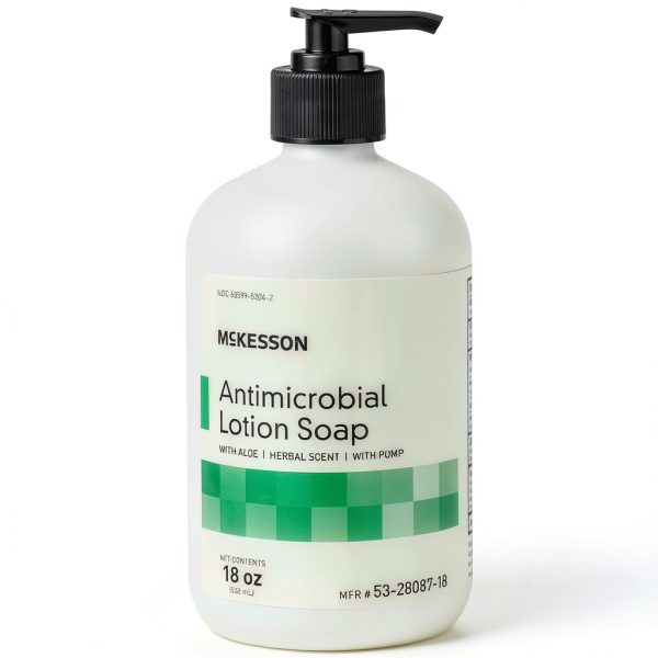 McKesson Antimicrobial Lotion Hand Soap with Aloe 18 oz Herbal Scent-0