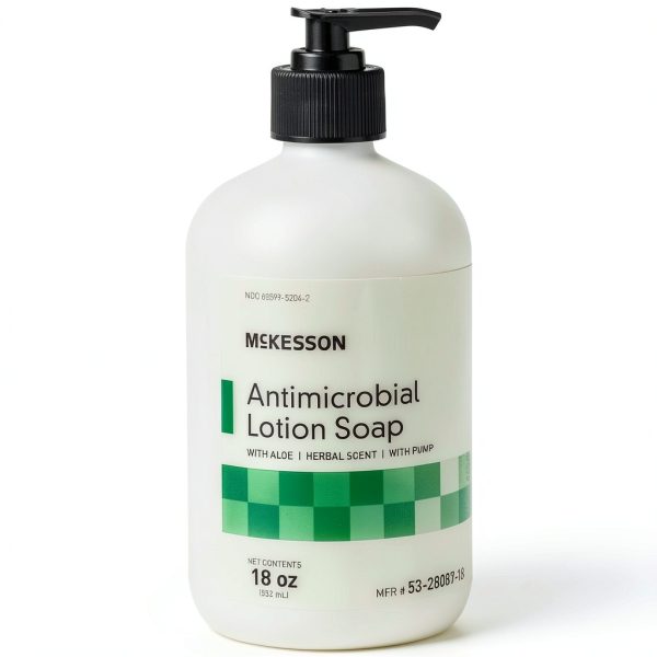 McKesson Antimicrobial Lotion Hand Soap with Aloe 18 oz Herbal Scent-1