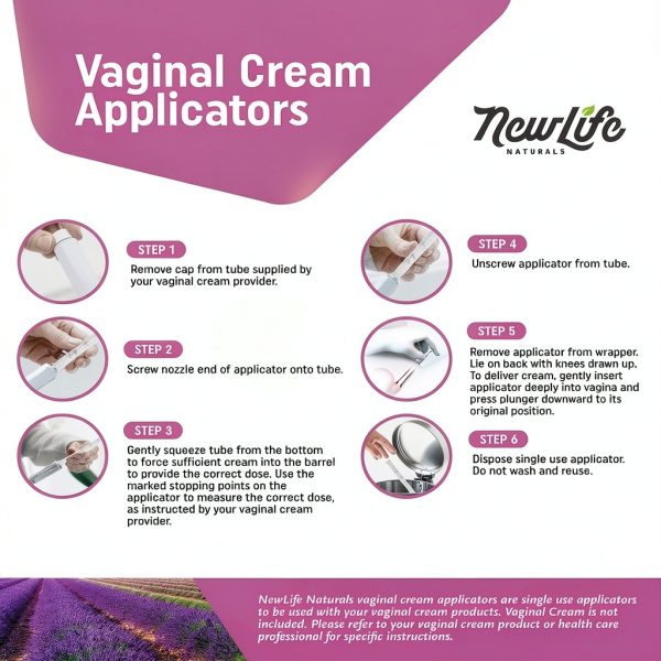 Disposable Plastic Vaginal Cream Applicators NewLife Naturals 60 Pack-6